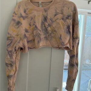 ALO Yoga Tie-Dye Cropped sweatshirt  - Pink and Yellow small